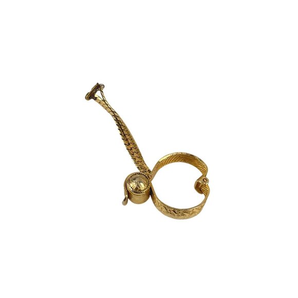 Vintage Scarf Glove Clip Gold-Tone Adjustable Intricate Detailing & Textured Des - Picture 2 of 6